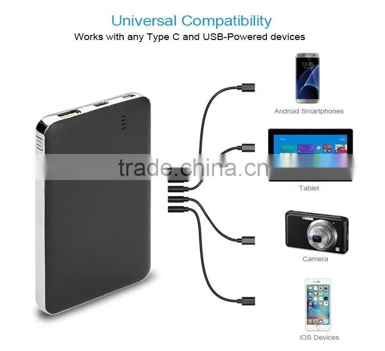 2016 new products type c qc2.0 power bank 8000mah