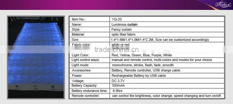 luminous clothing fiber optic light luminous hall curtains