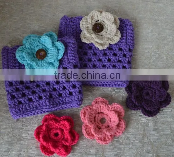 varies colors flower crochet patterns for knitted leg warmers