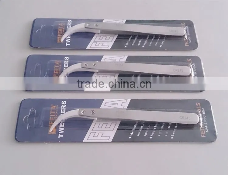 Guangdong Factory Price Curved Pointed Stainless Steel Tweezers CR245 Heat Resistant Ceramic Tip Tweezers