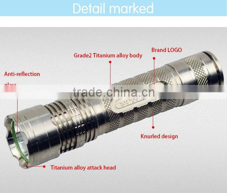 Top Quality Customized recharge portable XML L2 edc Titanium Alloy LED watt flashlight