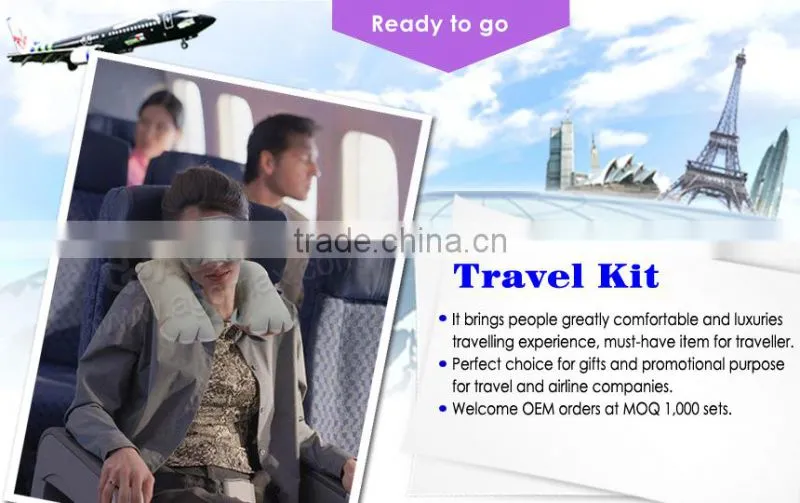 Factory direct sell colorful eyemask pillow airplane travel set