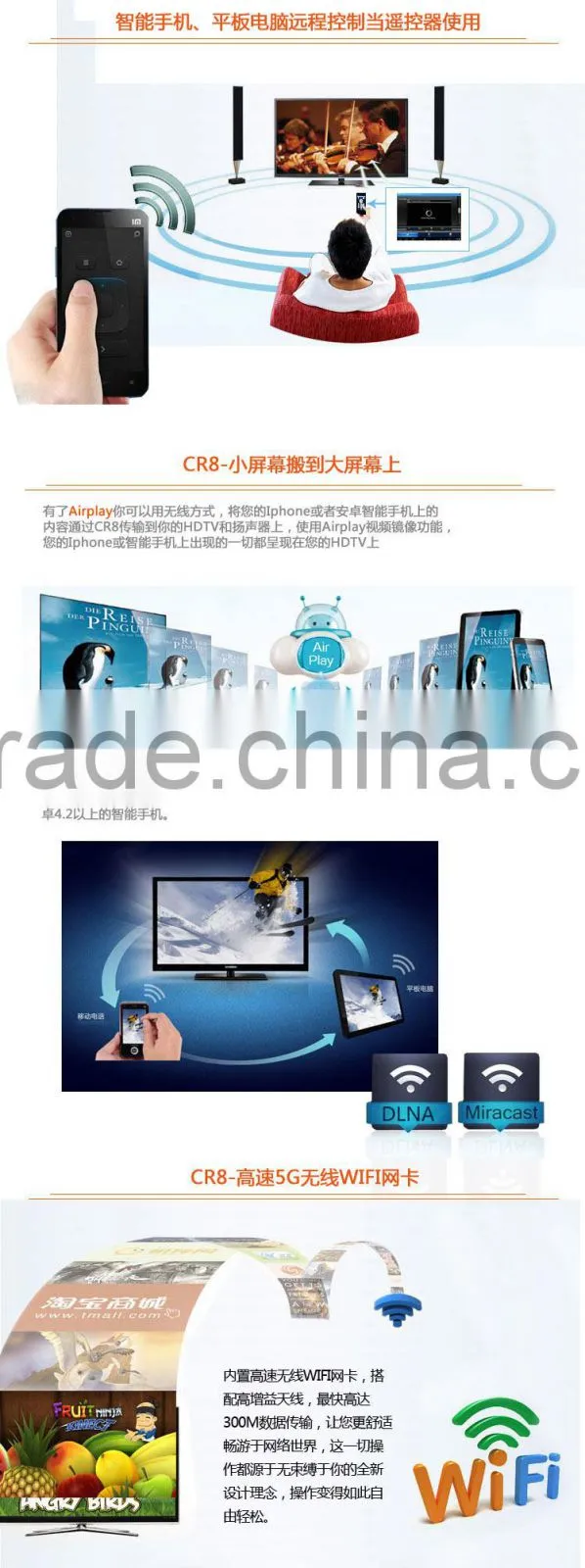 RK 3066 dual core 1.6GHz/android 4.4.2 OS/1G DDR3 RAM/8G memory flash/built-in Bluetooth/HDMI,OTG,USB port