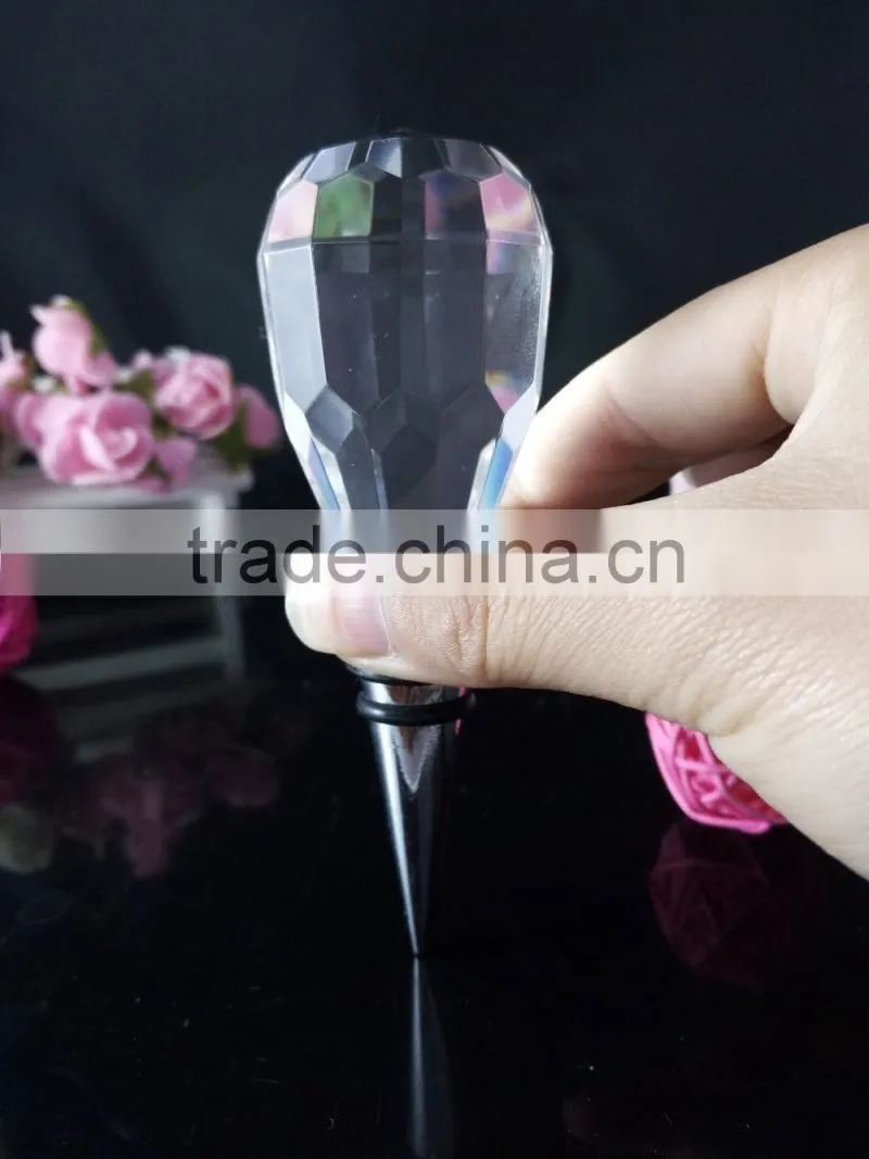 Personlized clear crystal wine bottle stopper for wedding decoration