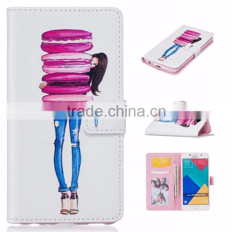 2016 hot sale colorful drawing pattern card slot tpu leather mobile case for samsung Galaxy A510 A5 A310 A3