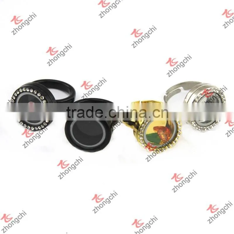 New Design Gold Crystal Small Locket Ring(FLR160102)