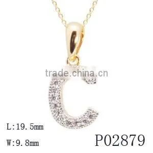 Wholesale New Custom Design Letter Charms Silver Alphabet Pendant Necklace