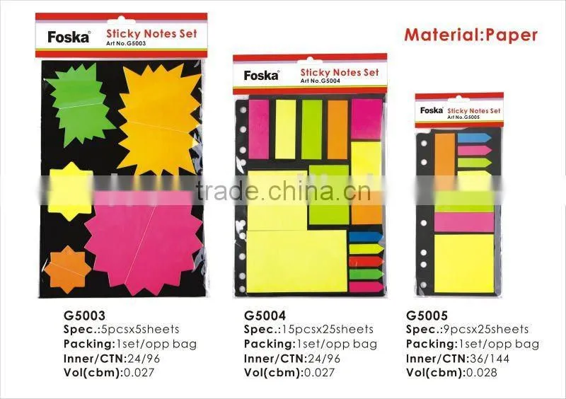 Cute Shapes Color Offset Paper Sticky/Memo Note Pad/Set