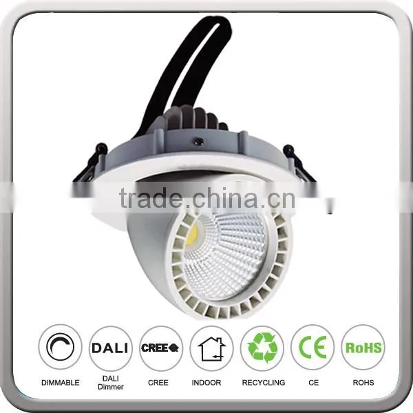 Ceiling Recessed Pandent Mounted 45w 4000LM Rectangular Rotating LED Downlight for Shops with CREE COB Meanwell Driver