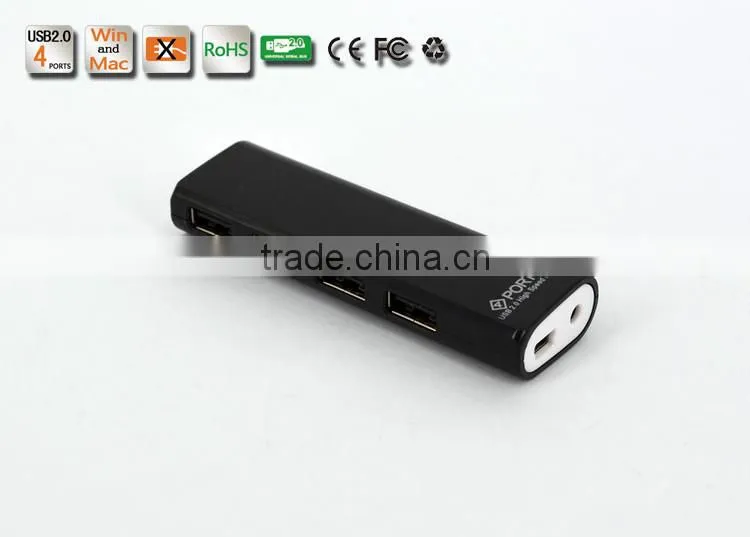 Slim shape but High Speed 480MBPS usb2.0 4 por hub form usb por hub suppliers with Plastic Casing