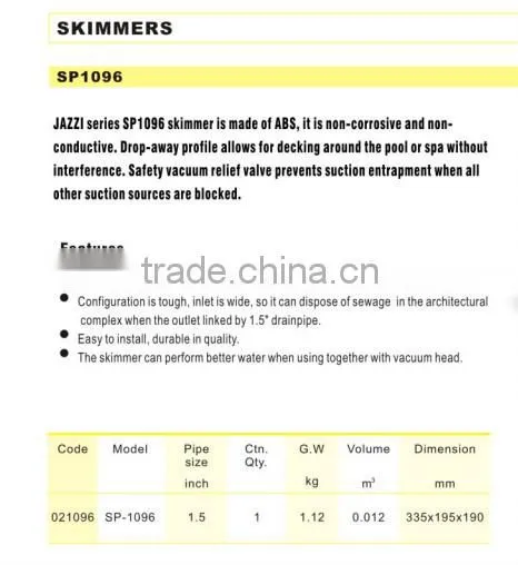 JAZZI ABS Best Quality Durable Skimmers Non-conductive SP1096 021096