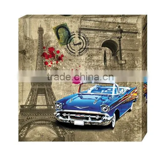 Beautiful yellow car inkjet canvas