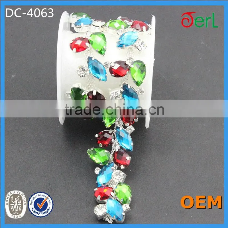 Factory direct sale 888crystal resin silver plating rhinestone chain
