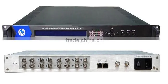 16 ASI input 4 in 1 Mux-Scrambling QAM Modulator
