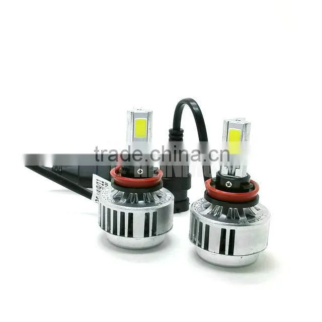 Universal Car Headlights 36W 3COB 3300LM LED H8 H9 H11 6000K White 3000K Yellow Amber LED COB Headlamp