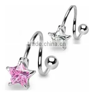 HOT Stainless Steel S Spiral Helix Ear Stud Lip Nose Ring Cartilage Piercing