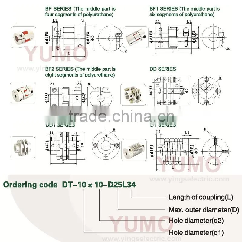 YUMO (LF D30 L40 8X8) Servo motor Encoder Jaw Flexible Coupling Plum flexible coupling