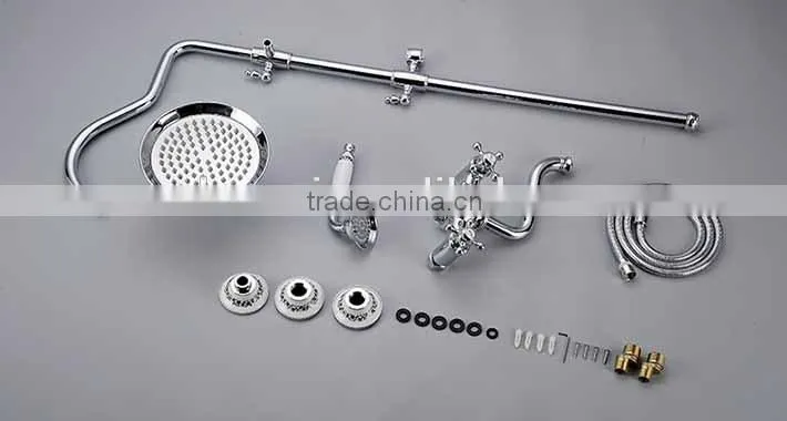 2015 New arrival Luxury Wall Mounted Big round Bath Hidden Shower faucet Set with ceramic hand shower & base