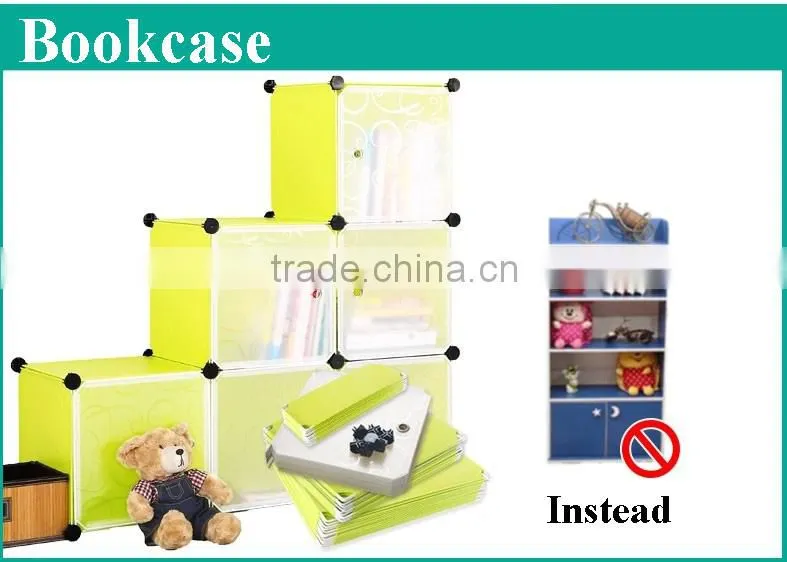 6 cubes PVC plastic green color 4mm thickness wire Bookcase(FH-AL0024-6)