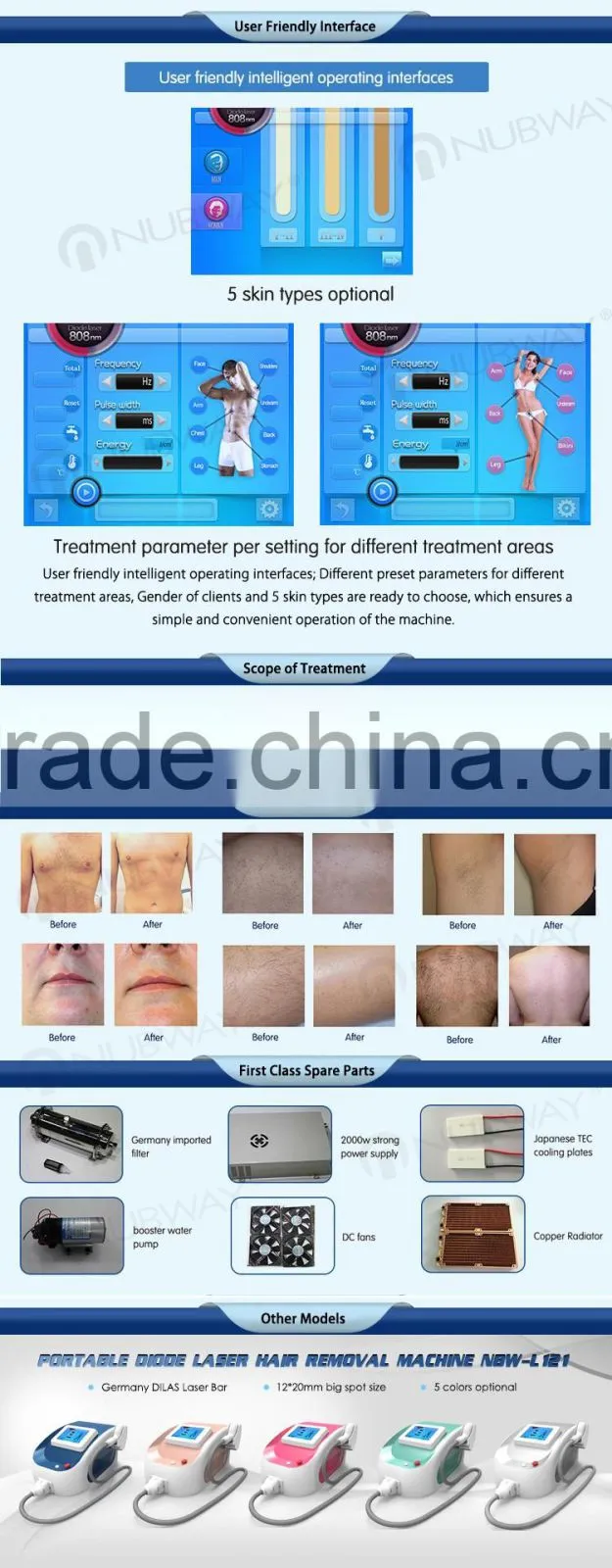 13 years experience permanent skin tightening portable 808nm diode laser hair removal beauty equipment machine