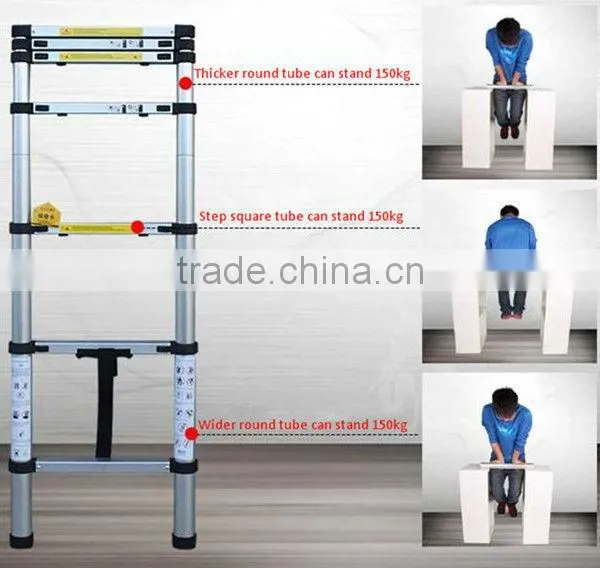 2m 7 steps EN131 extension telescopic aluminium ladder