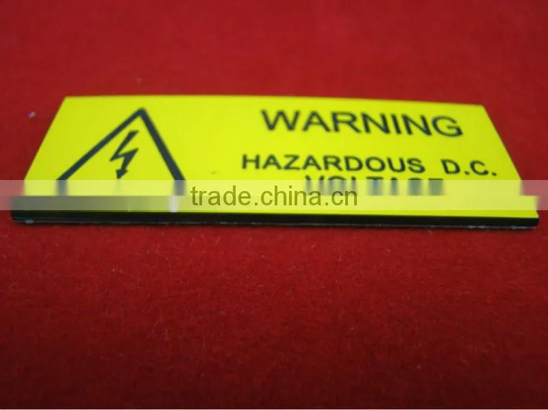 ABS plastic engraved Warning Tag