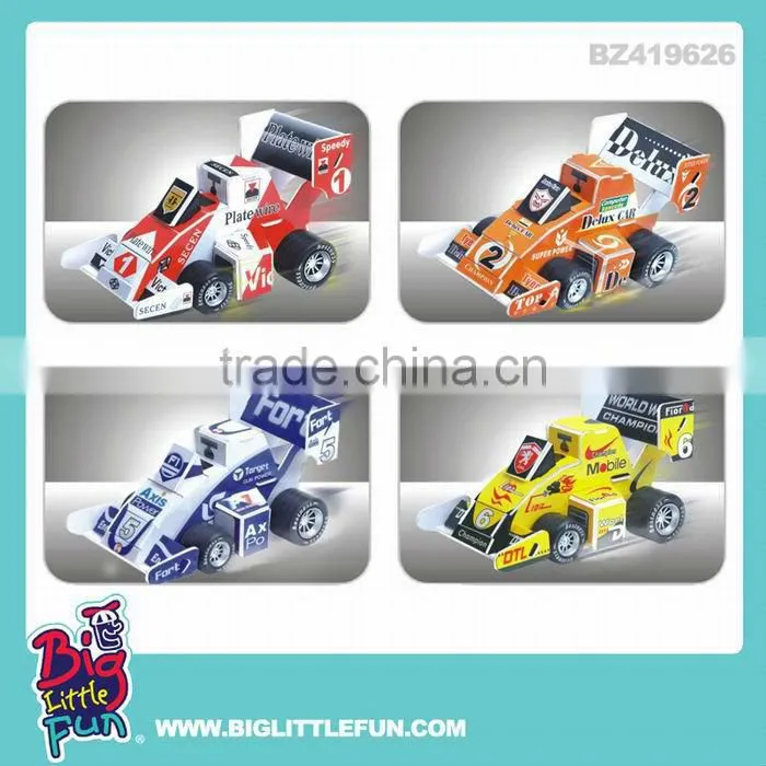 DIY 3d puzzle pull back intelligent diy model car toy f1