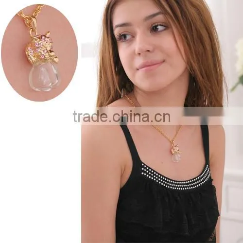 Leopard Shape Necklace Pendant Glass Perfume bottle jewelry Necklace