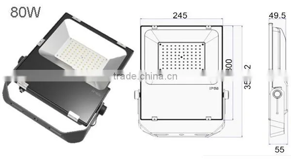 IP65 Die Casting Aluminum 80w Thin LED Flood Light Housing