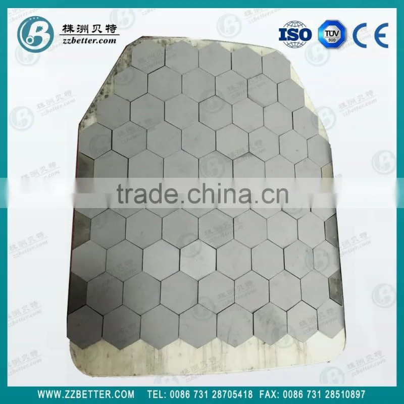 Hexagonal bulletproof armour plate insert tiles SSIC tiles