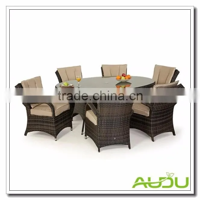 Audu Tuscany Brown Rattan Garden Dining Set With 6 Seat