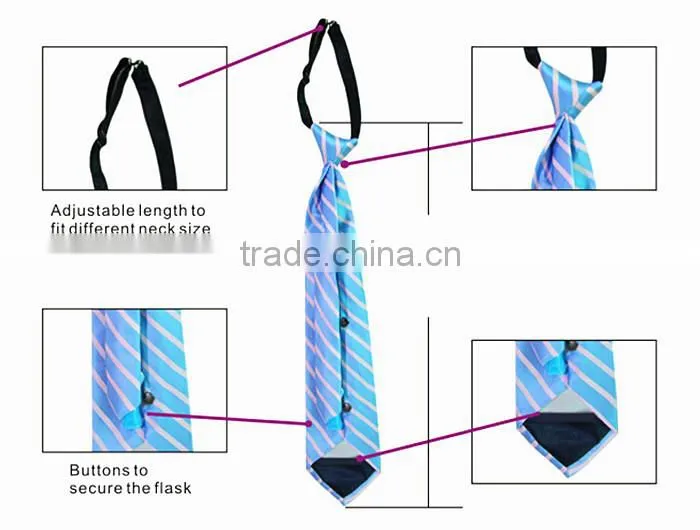 Creative Tie Flask / microfiber tie with secret hidden wine flask / plastic drinking flask