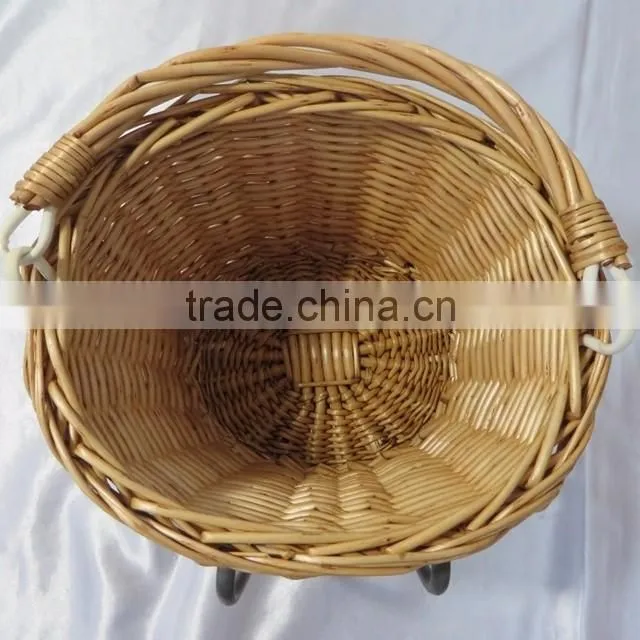 hot sale easy carry removable handmade wicker bicycle baskets wholesale bike basket