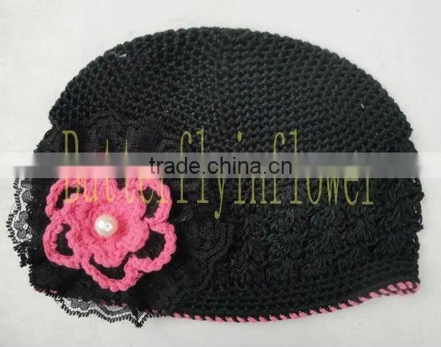 Soft Baby Winter Flower Hats crochet beanie hats with flower no moq