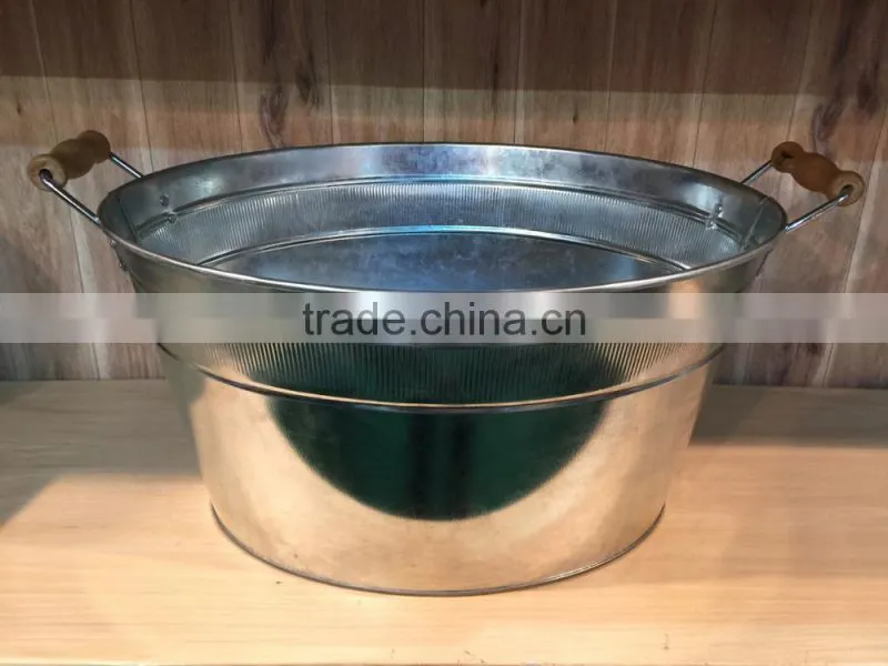 Vintage Large capacity galvanized metal oval party tub ice bucket drink beer cooler