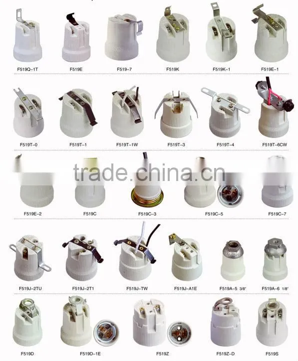 porcelain/ceramic cabinet screw lamp holder cap e27 with ceiling rose and wire