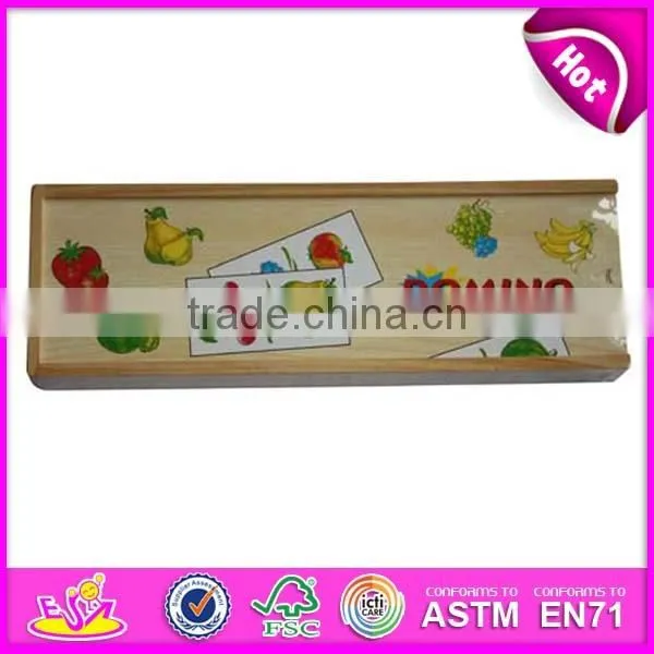 2015 New wooden custom dominoes for kids,wooden toy Popular domino for children,cute wooden domino set for baby WJ278285