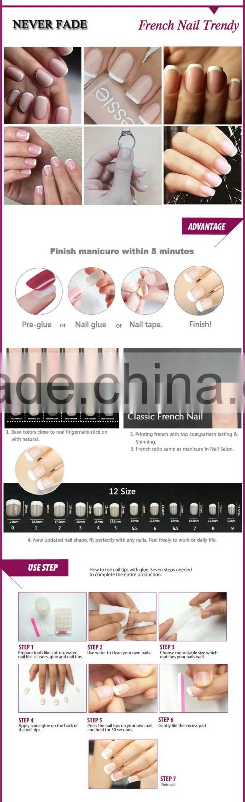 Newair fashional decorated nail tips 24 pcs pack nail art