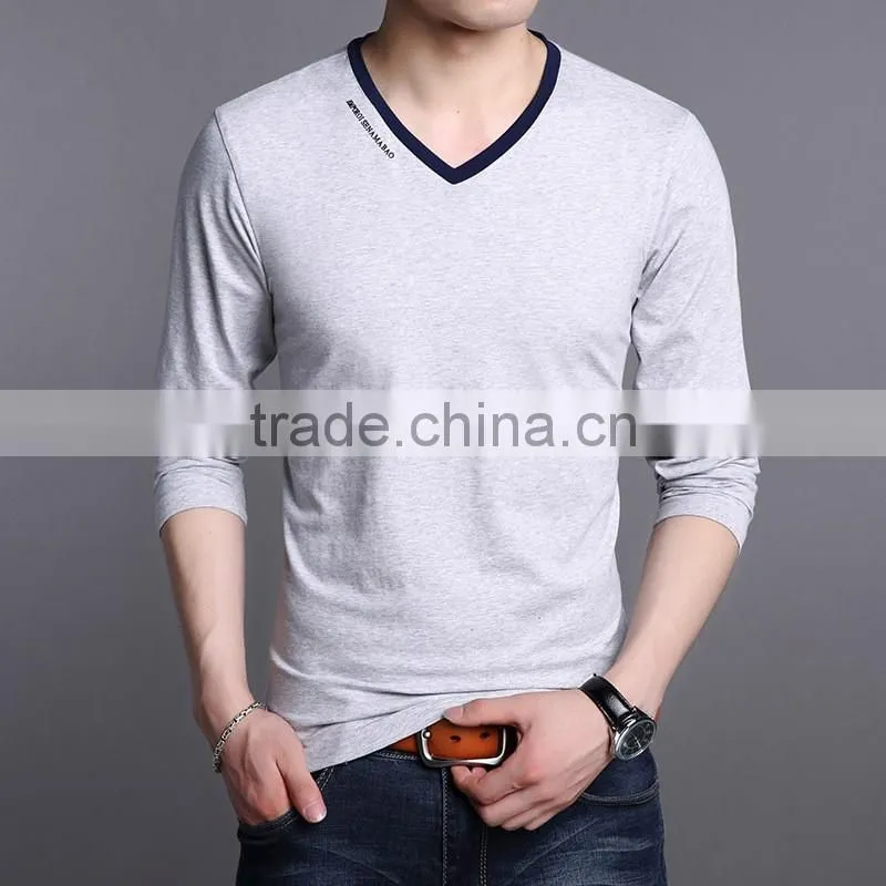 Custom fashion 100% cotton long sleeve knitted polo t shirt men 2016