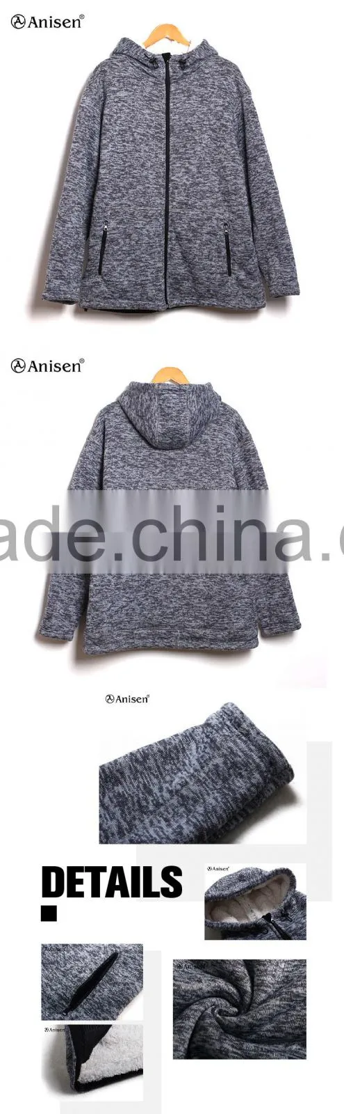 warm sherpa and sweater fleece hoodies men jacket