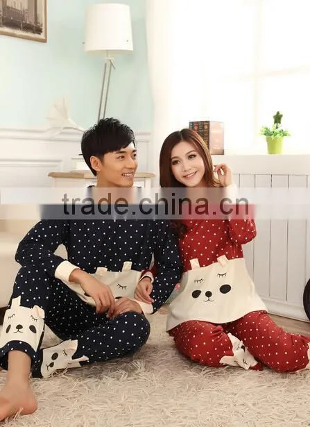 Catton Dog Print Dot cotton funny couples pajamas