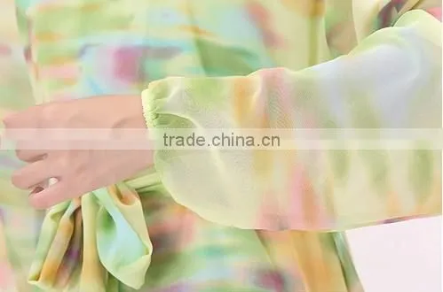 2015 fashion ladies long sleeve chiffon muslim long dress
