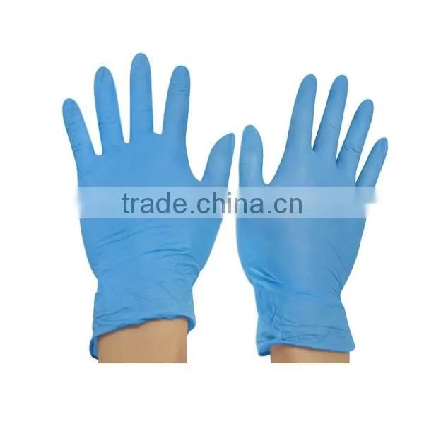 Soft Blue Nitrile Glove With Rubber Lining