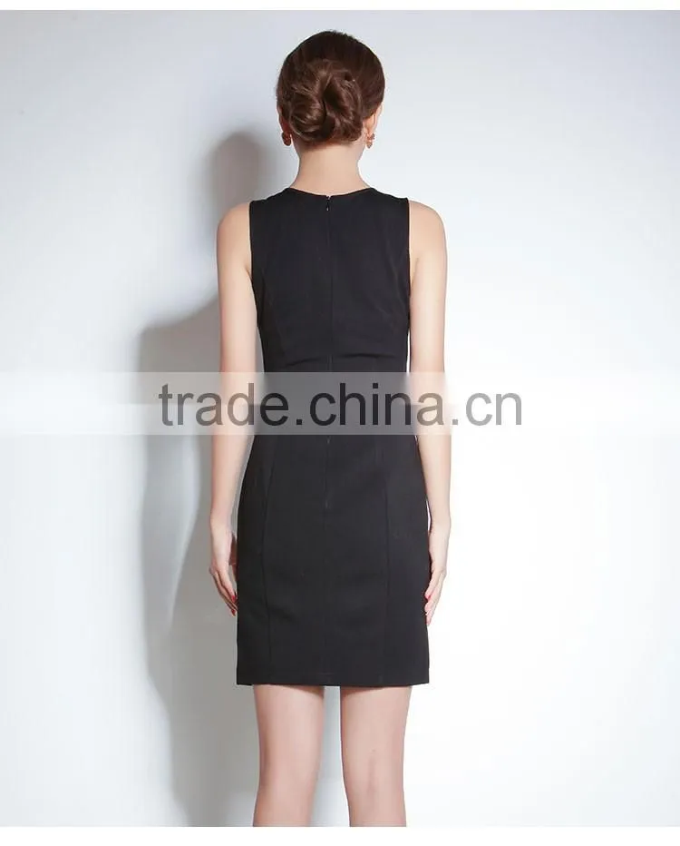 Maxnegio guangzhou clothing manufacturer vfemage with gold eyelet ladies casual dress