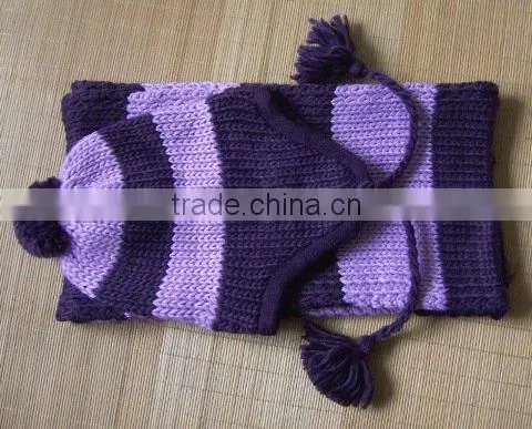 Various design Jacquard fashion winter knitted scarf hat glove sets