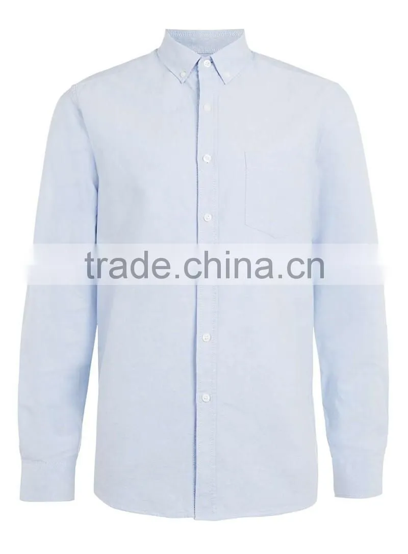 2016 latest Blue Oxford Long Sleeve Casual Shirt