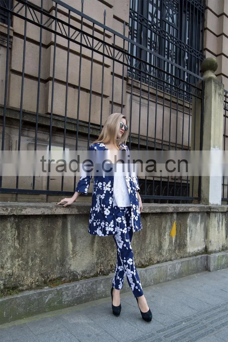 ladies's casual suit print suit for young lady fashion jacket and pant