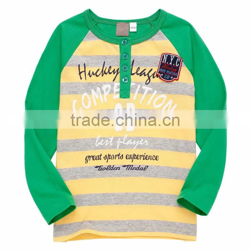 Half open collar cotton t shirt with raglan sleeves