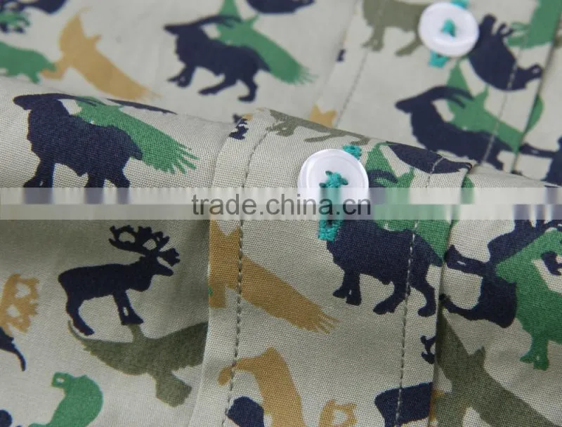 2017 latest camouflage men's long sleeve button-down collar slim fit shirt