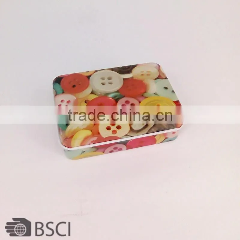 D&D button printed sewing tin box Compartment Adjustable Jewelry Storage Box Beading Box